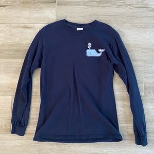 Gildan Volleyball LS Navy Shirt Top Whale Design S